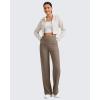 image:imageG4Free Womens Ribbed Knit Wide Leg Pants with Pockets Lightweight Stretchy Yoga Pants Casual LoungeDark Brown