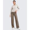 image:imageG4Free Womens Ribbed Knit Wide Leg Pants with Pockets Lightweight Stretchy Yoga Pants Casual LoungeDark Brown