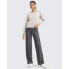 image:imageG4Free Womens Ribbed Knit Wide Leg Pants with Pockets Lightweight Stretchy Yoga Pants Casual LoungeDark Gray