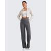 image:imageG4Free Womens Ribbed Knit Wide Leg Pants with Pockets Lightweight Stretchy Yoga Pants Casual LoungeDark Gray