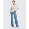 image:imageG4Free Womens Ribbed Knit Wide Leg Pants with Pockets Lightweight Stretchy Yoga Pants Casual LoungeDusty Blue