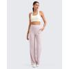 image:imageG4Free Womens Ribbed Knit Wide Leg Pants with Pockets Lightweight Stretchy Yoga Pants Casual LoungeLight Pink