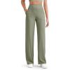 image:imageG4Free Womens Ribbed Knit Wide Leg Pants with Pockets Lightweight Stretchy Yoga Pants Casual LoungeMisty Green