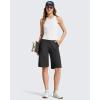 image:imageG4Free Ribbed Womens 11 Bermuda Shorts with Pockets High Waisted Knee Length Long Shorts Casual WorkoutBlack