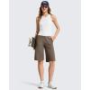 image:imageG4Free Ribbed Womens 11 Bermuda Shorts with Pockets High Waisted Knee Length Long Shorts Casual WorkoutDark Brown
