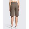 image:imageG4Free Ribbed Womens 11 Bermuda Shorts with Pockets High Waisted Knee Length Long Shorts Casual WorkoutDark Brown