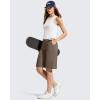 image:imageG4Free Ribbed Womens 11 Bermuda Shorts with Pockets High Waisted Knee Length Long Shorts Casual WorkoutDark Brown