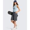 image:imageG4Free Ribbed Womens 11 Bermuda Shorts with Pockets High Waisted Knee Length Long Shorts Casual WorkoutDark Gray