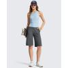 image:imageG4Free Ribbed Womens 11 Bermuda Shorts with Pockets High Waisted Knee Length Long Shorts Casual WorkoutDark Gray