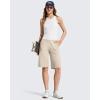 image:imageG4Free Ribbed Womens 11 Bermuda Shorts with Pockets High Waisted Knee Length Long Shorts Casual WorkoutLight Khaki