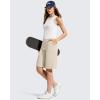 image:imageG4Free Ribbed Womens 11 Bermuda Shorts with Pockets High Waisted Knee Length Long Shorts Casual WorkoutLight Khaki