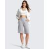 image:imageG4Free Ribbed Womens 11 Bermuda Shorts with Pockets High Waisted Knee Length Long Shorts Casual WorkoutSilver Gray