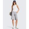 image:imageG4Free Ribbed Womens 11 Bermuda Shorts with Pockets High Waisted Knee Length Long Shorts Casual WorkoutSilver Gray