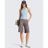 image:imageG4Free Ribbed Womens 11 Bermuda Shorts with Pockets High Waisted Knee Length Long Shorts Casual WorkoutTaupe