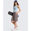image:imageG4Free Ribbed Womens 11 Bermuda Shorts with Pockets High Waisted Knee Length Long Shorts Casual WorkoutTaupe