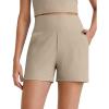 image:imageG4Free Comfy Ribbed Womens Shorts Dressy Casual High Waisted Athletic Lounge Trouser Shorts with Side PocketsDirty Latte