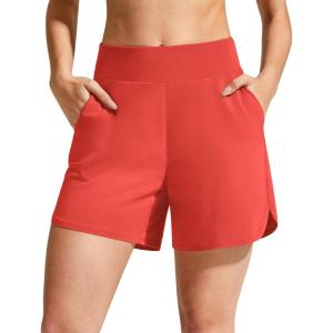 image:imageG4Free Chillwhisp Athletic Shorts for Women 4  High Waist Lightweight Casual Running Shorts Builtin Liner with PocketsRust Orange