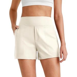 image:imageG4Free ShiftReady Athletic Shorts for Women High Waisted Trouser Shorts Trendy Casual Summer Short with PocketsIvory