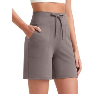 image:imageG4Free Womens Athletic Running Shorts High Waisted Summer Casual Shorts for Golf Yoga with PocketsTaupe