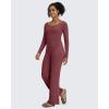 image:imageG4Free BareFeel No Front Seam Straight Leggings for Women High Waisted Wide Leg Yoga Pants 293133Dark Burgundy
