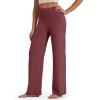 image:imageG4Free BareFeel No Front Seam Straight Leggings for Women High Waisted Wide Leg Yoga Pants 293133Dark Burgundy