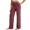 image:imageG4Free BareFeel No Front Seam Straight Leggings for Women High Waisted Wide Leg Yoga Pants 293133Dark Burgundy