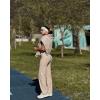 image:imageG4Free BareFeel No Front Seam Straight Leggings for Women High Waisted Wide Leg Yoga Pants 293133Light Khaki