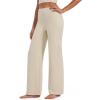 image:imageG4Free BareFeel No Front Seam Straight Leggings for Women High Waisted Wide Leg Yoga Pants 293133Light Khaki