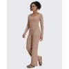 image:imageG4Free BareFeel No Front Seam Straight Leggings for Women High Waisted Wide Leg Yoga Pants 293133Toffee