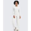 image:imageG4Free BareFeel No Front Seam Straight Leggings for Women High Waisted Wide Leg Yoga Pants 293133White