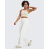 image:imageG4Free BareFeel No Front Seam Straight Leggings for Women High Waisted Wide Leg Yoga Pants 293133White