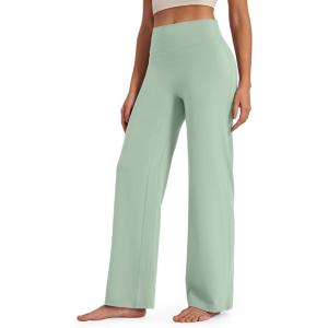 image:imageG4Free BareFeel No Front Seam Straight Leggings for Women High Waisted Wide Leg Yoga Pants 293133Bean Green