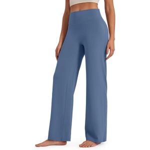 image:imageG4Free BareFeel No Front Seam Straight Leggings for Women High Waisted Wide Leg Yoga Pants 293133Blue Gray