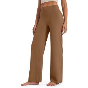 image:imageG4Free BareFeel No Front Seam Straight Leggings for Women High Waisted Wide Leg Yoga Pants 293133Dark Coffee