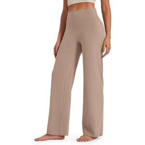 image:imageG4Free BareFeel No Front Seam Straight Leggings for Women High Waisted Wide Leg Yoga Pants 293133Toffee