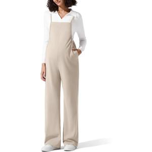 image:imageG4Free Maternity Jumpsuits Adjustable Strap Overalls Pregnancy Wide Leg Rompers with PocketsLight Khaki