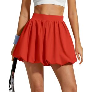 image:imageG4Free Chillwhisp Bubble Tennis Skirts for Women  14 Mini Athletic Ruffled Hem Casual Skorts Inner Shorts with 4 PocketsRust Orange