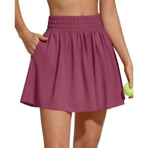 image:imageG4Free Chillwhisp High Waisted Tennis Skirts for Women  15 Flowy Golf Skort Athletic Inner Shorts with 4 PocketsDark Burgundy