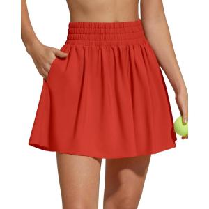 image:imageG4Free Chillwhisp High Waisted Tennis Skirts for Women  15 Flowy Golf Skort Athletic Inner Shorts with 4 PocketsRust Orange