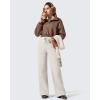 image:imageG4Free Flurrylux Womens Fleece Lined Wide Leg Sweatpants Drawstring Cotton Warm Lounge PantsDusty Taupe