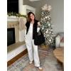 image:imageG4Free Flurrylux Womens Fleece Lined Wide Leg Sweatpants Drawstring Cotton Warm Lounge PantsLight Heather