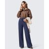 image:imageG4Free Flurrylux Womens Fleece Lined Wide Leg Sweatpants Drawstring Cotton Warm Lounge PantsRoyal Blue