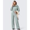 image:imageG4Free Flurrylux Womens Fleece Lined Wide Leg Sweatpants Drawstring Cotton Warm Lounge PantsSmoky Green