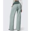 image:imageG4Free Flurrylux Womens Fleece Lined Wide Leg Sweatpants Drawstring Cotton Warm Lounge PantsSmoky Green