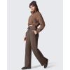 image:imageG4Free Flurrylux Womens Fleece Lined Wide Leg Sweatpants Drawstring Cotton Warm Lounge PantsTerracotta Brown