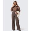 image:imageG4Free Flurrylux Womens Fleece Lined Wide Leg Sweatpants Drawstring Cotton Warm Lounge PantsTerracotta Brown