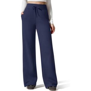 image:imageG4Free Flurrylux Womens Fleece Lined Wide Leg Sweatpants Drawstring Cotton Warm Lounge PantsRoyal Blue
