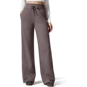 image:imageG4Free Flurrylux Womens Fleece Lined Wide Leg Sweatpants Drawstring Cotton Warm Lounge PantsTapue