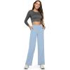 image:imageG4Free EverGoing Yoga Pants Women Wide Leg Pants with Pockets High Waist Stretch Dress Casual Sweatpants PetiteRegularTallBaby Blue