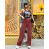 image:imageG4Free EverGoing Yoga Pants Women Wide Leg Pants with Pockets High Waist Stretch Dress Casual Sweatpants PetiteRegularTallDark Burgundy